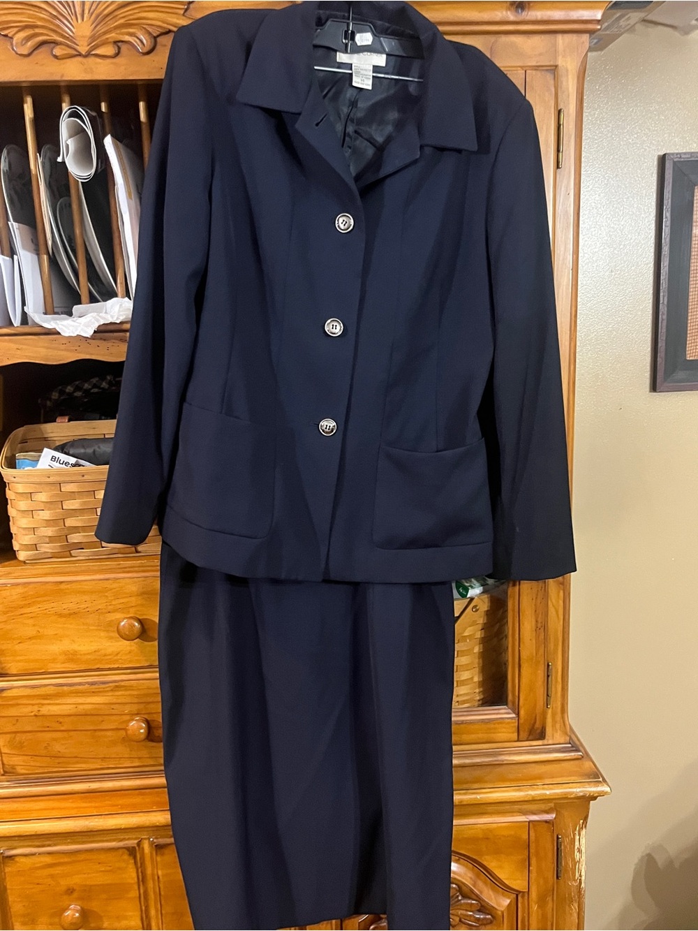 3 piece Classic Navy Women's pant and Skirt Suit - Tailored Jacket & Skirt